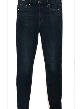 MOTHER High Waisted Looker Skinny Jeans Black Dark Wash Stretch Denim size 28
